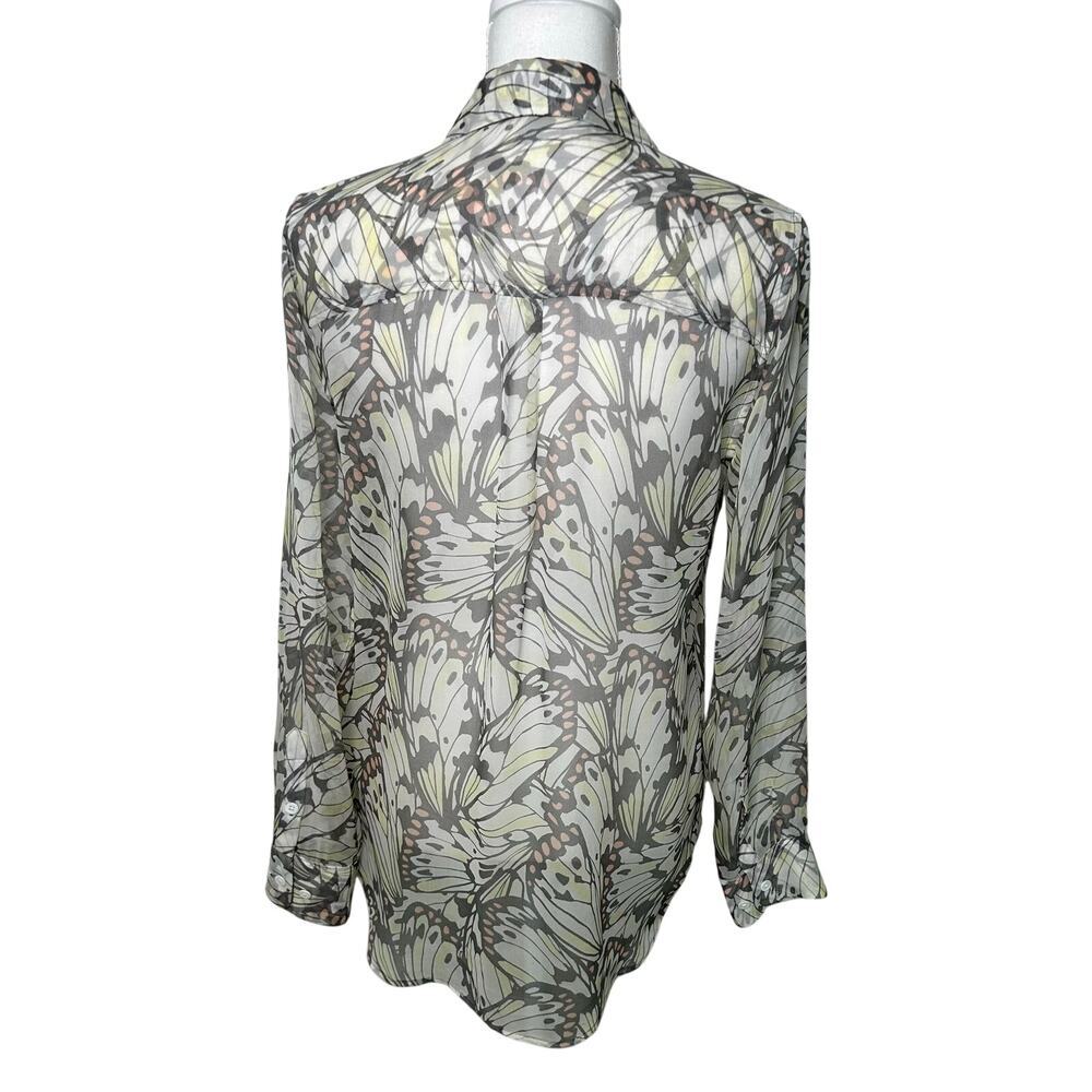 Equipment femme semi sheer butterfly wings print silk long sleeve button down M - Picture 6 of 9